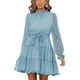thumbnail image 1 of Vestido de mujer suave, cintura alta, manga larga, volantes, transpirable, vestido de moda con pretina, 1 of 5