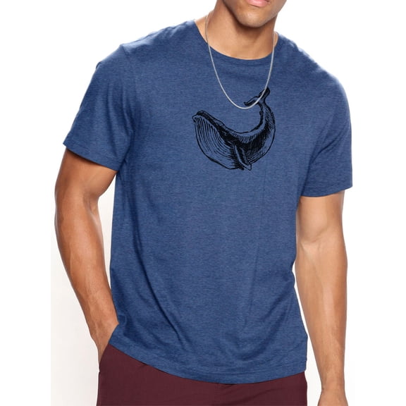 Whichone Whale Graphic Print Men's Casual Versatile Graphic T Shirt Sport Blue S
