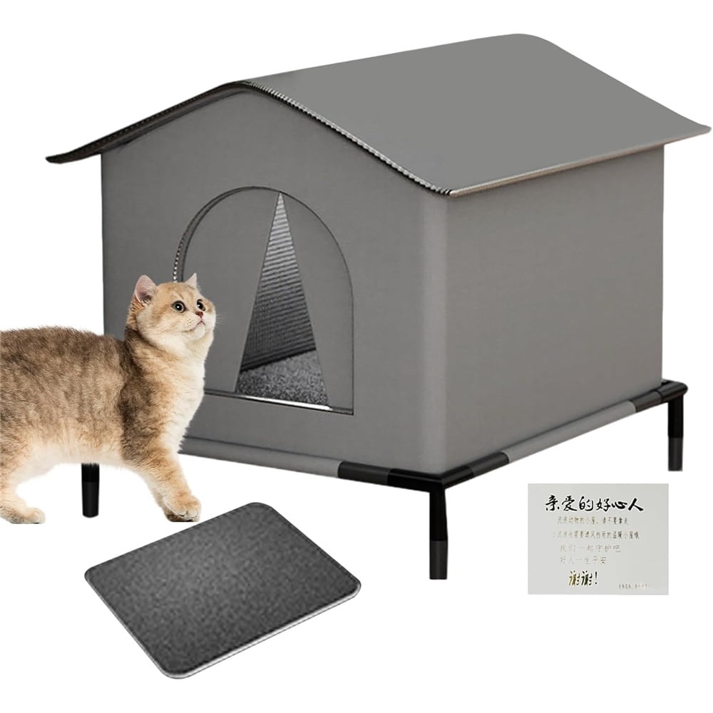 Sugagale Outdoor Cat House Waterproof, Cat Shelter for Outside Cats, Weatherproof Feral Cat House for Backyard Garage Porch, Insulated Foldable Cat House Outdoor