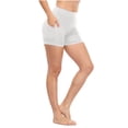 thumbnail image 5 of LangJing Athletic Biker Shorts for Women with Pockets, 3"/5"/8" High Waisted Workout Shorts Seamless Tummy Control Gym Running Pilates Yoga Shorts White,XL, 5 of 7