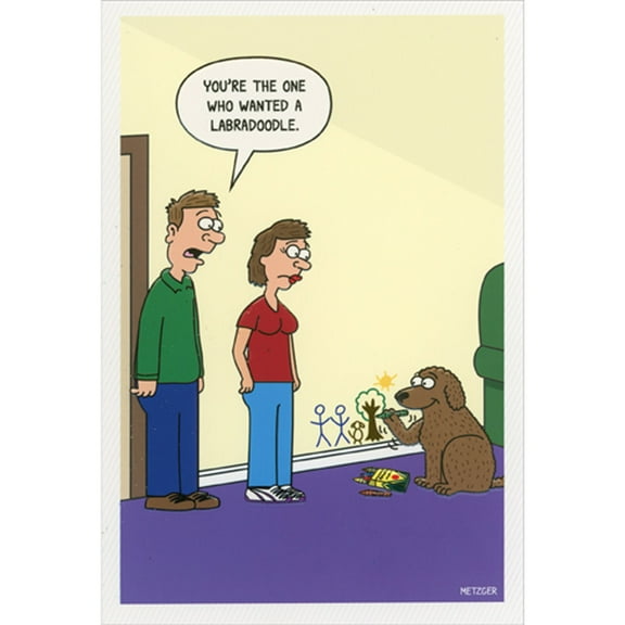 Pictura Labradoodle Drawing on Wall Funny / Humorous Birthday Card
