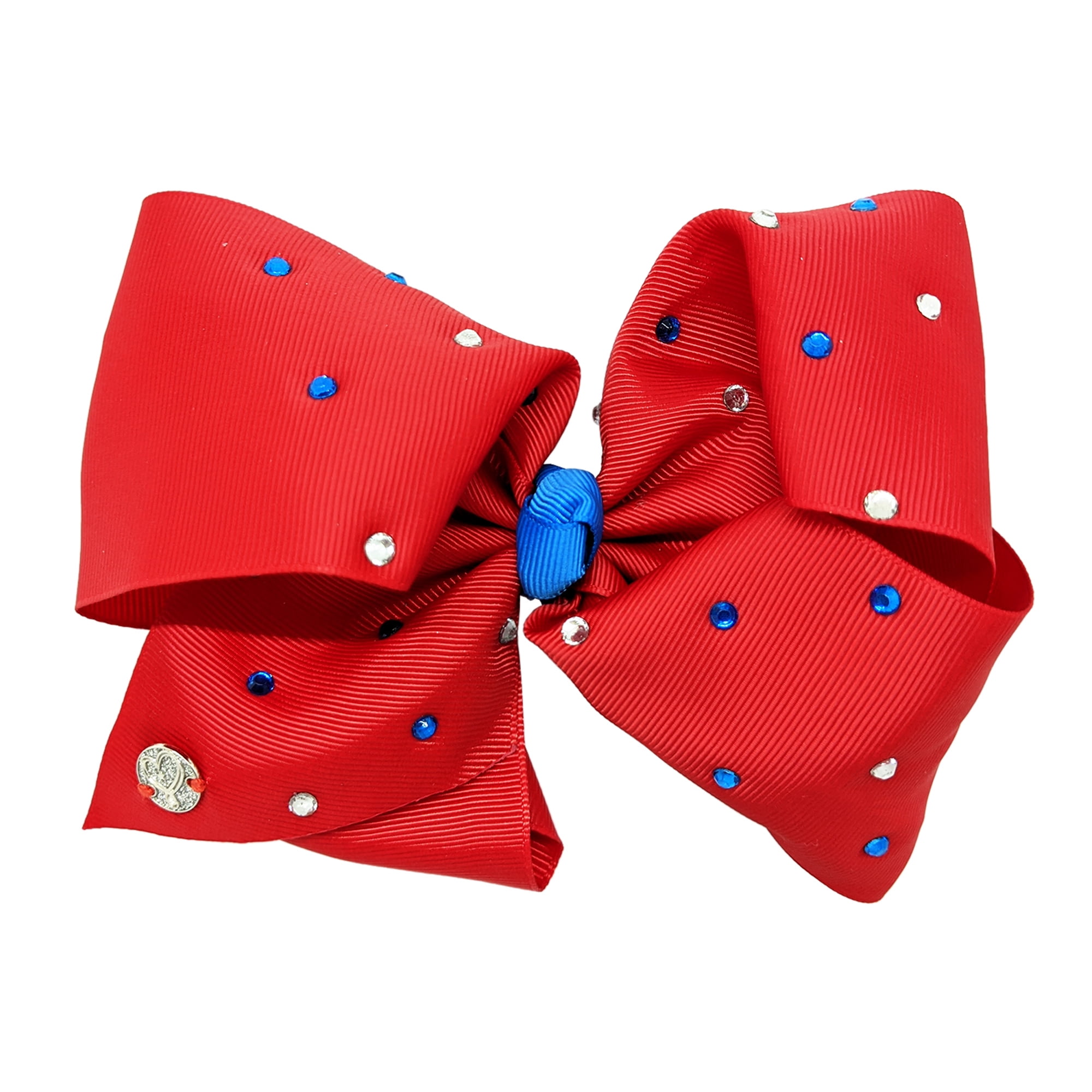 Jo Jo Siwa Bow in Classic Red with Clear and Blue Stones