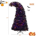 thumbnail image 3 of 6FT Halloween Bent Top Black Christmas Tree, Pre-lit Artificial Christmas Tree with 300 LED Lights and 1080 Branch Tips, Bendable Grinch Style Xmas Tree for Halloween Decorations, 3 of 10