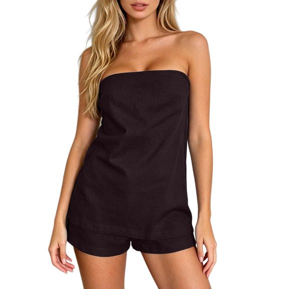 BOOMNY Womens Two Piece Shorts Set Solid Off Shoulder Tops Shorts Outfits Summer Casual Matching Sets