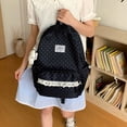 thumbnail image 3 of Sweet Polka Dot Backpacks Large Capacity Cute Lace Trim Backpack Soft Nylon Schoolbag Outdoor Travel Trip Backpack (Black), 3 of 12
