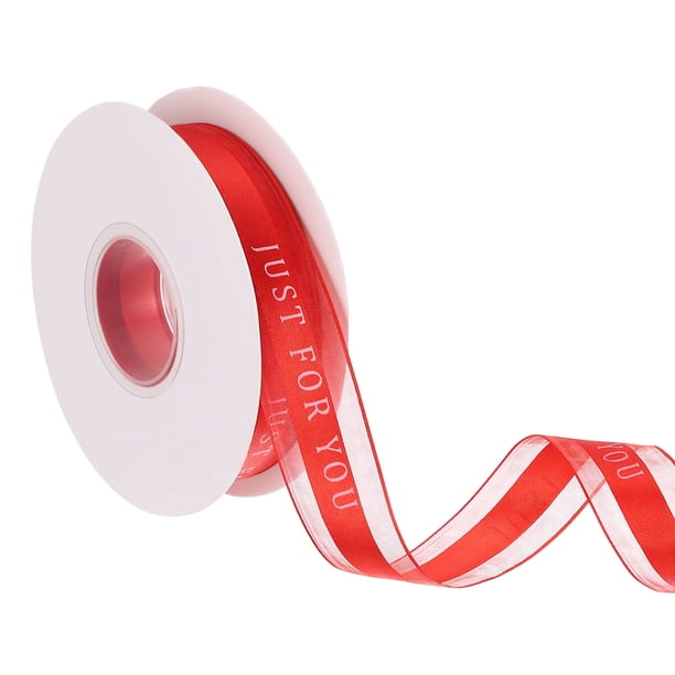Uxcell Cinta de Organza de Satén de 1 Pulgada x 33 Yardas, Cinta Sheer de Chiffon JUST for YOU para Envolver Regalos, Manualidades DIY, Regalo de Cumpleaños, Ramo de Envoltura de Lazos, Rojo