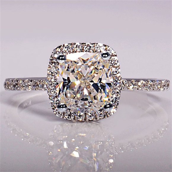 Bridal Wedding Engagement Rings for Women, Fashion Jewelry Color Rings with Alloy Material, Elegant Gift for Lover Family Colleagues in US Sizes 4.5-10, Silver
