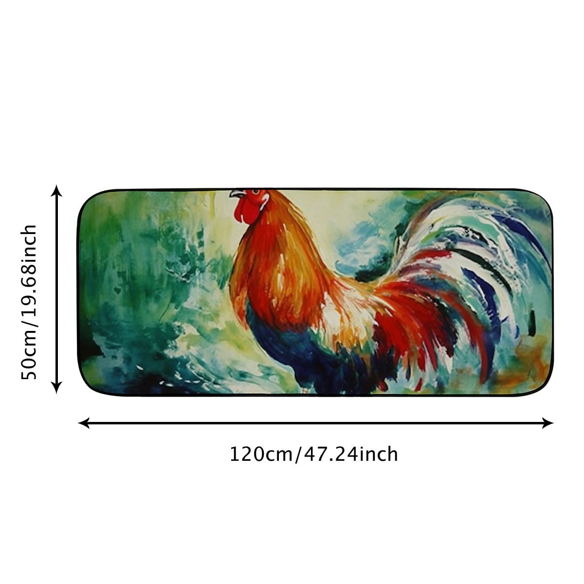 Heduofu Red Rooster Decorative Door Mat, Door Mat with Non-Slip Rubber Backing, Easy Cleaning, Traps Dirt, for Entry, Patio, Garage 19.68*47.24 in