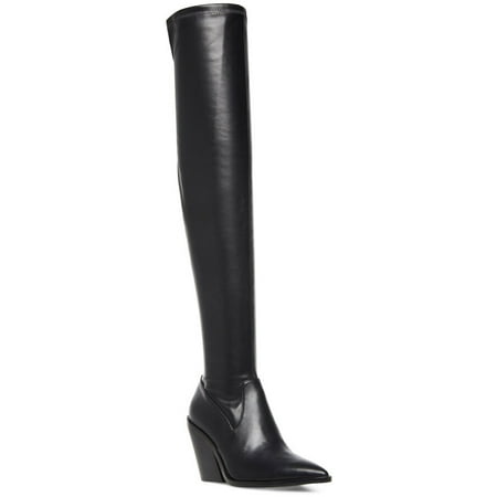 

Steve Madden Claro Black Leather Fashion Zipper Pointed Toe Over Knee Boots (Black 8)