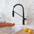 thumbnail image 1 of Stylish One-Handle Matte Black & Brushed Gold Pull Down Kitchen Faucet Height 16¾" K-149NG, 1 of 14