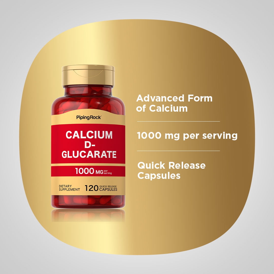 Calcium D-Glucarate 1000mg | 120 Quick Release Capsules | by Piping Rock