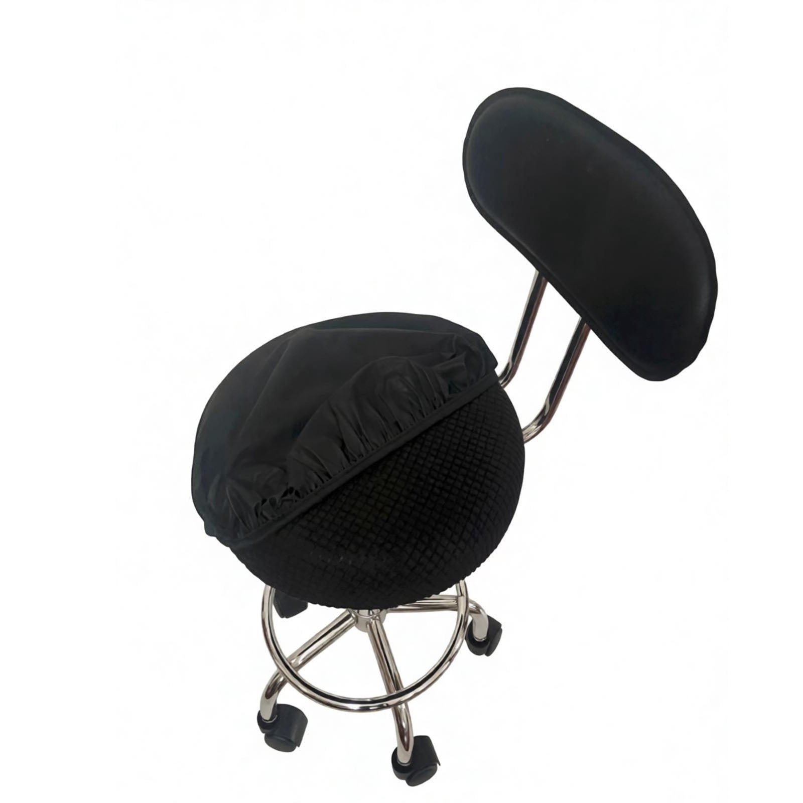 Give Corn kernel leather cover,Round Shape Adjustable Salon Stool with Back and Line, Black