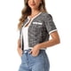 thumbnail image 4 of CHAQUETA DE PUNTO DE TWEED PARA MUJERES INSPIRE CHIC, MANGA CORTA, CUELLO REDONDO, CORTA, NEGRO L, 4 of 6