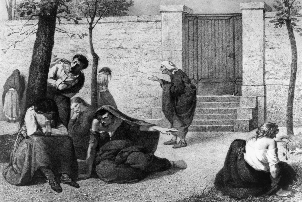 Psychiatric Hospital. /Nmentally Ill Patients In The Courtyard Of L'Hospice De La Salpetriere In