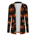 thumbnail image 4 of Fewfanhot Cardigan for Women Halloween Long Sleeve Cardigan Fall Open Front Cardigan Pumpkin Print Medium Length Coat, 4 of 7