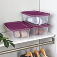thumbnail image 5 of Sterilite Set of (10) 6 Quart Storage Boxes, Clear Plastic Storage Bin with Snap-on Lid, Magenta, 5 of 9