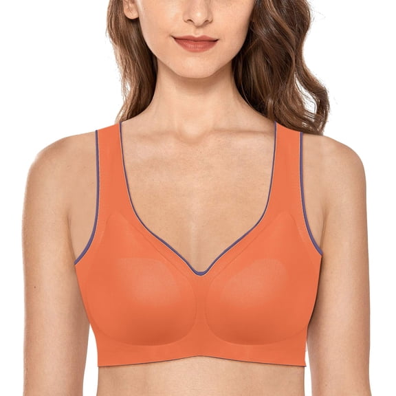 Vedolay Women Lingerie Zip Front Sports Bra - High Impact Sports Bras for Women Plus Size Workout Fitness Running,Orange XXL