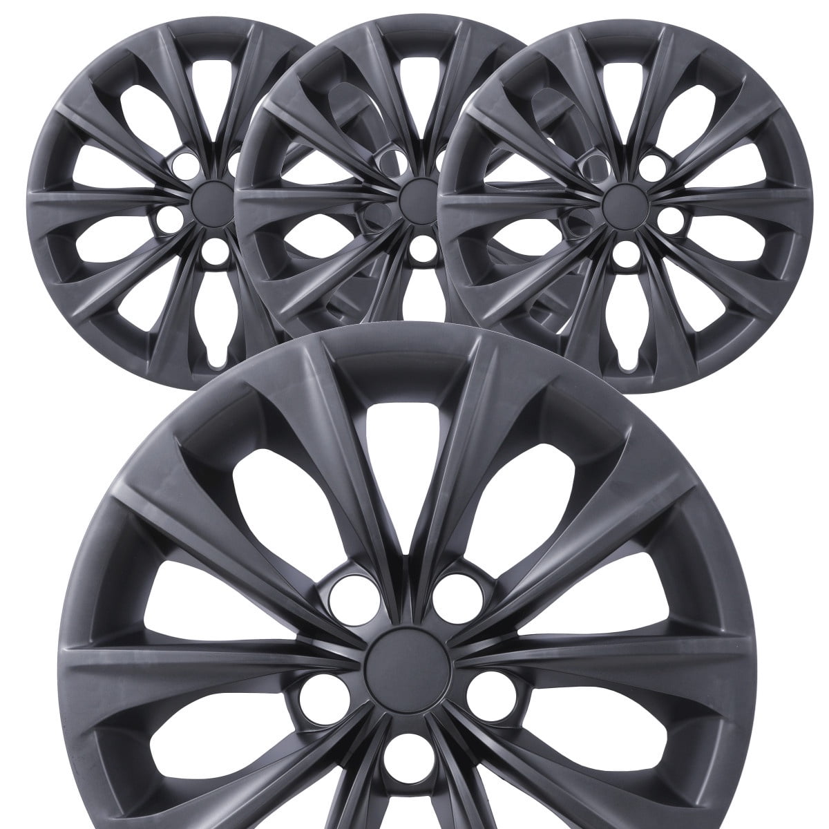 16" Set of 4 Hubcaps Wheel Rims Cover Fit 2015-2017 Toyota Camry /2015-2017 Toyota Camry Hybrid Compatible with Steel Wheels Snap on Installation(16-inch,Black Matte)