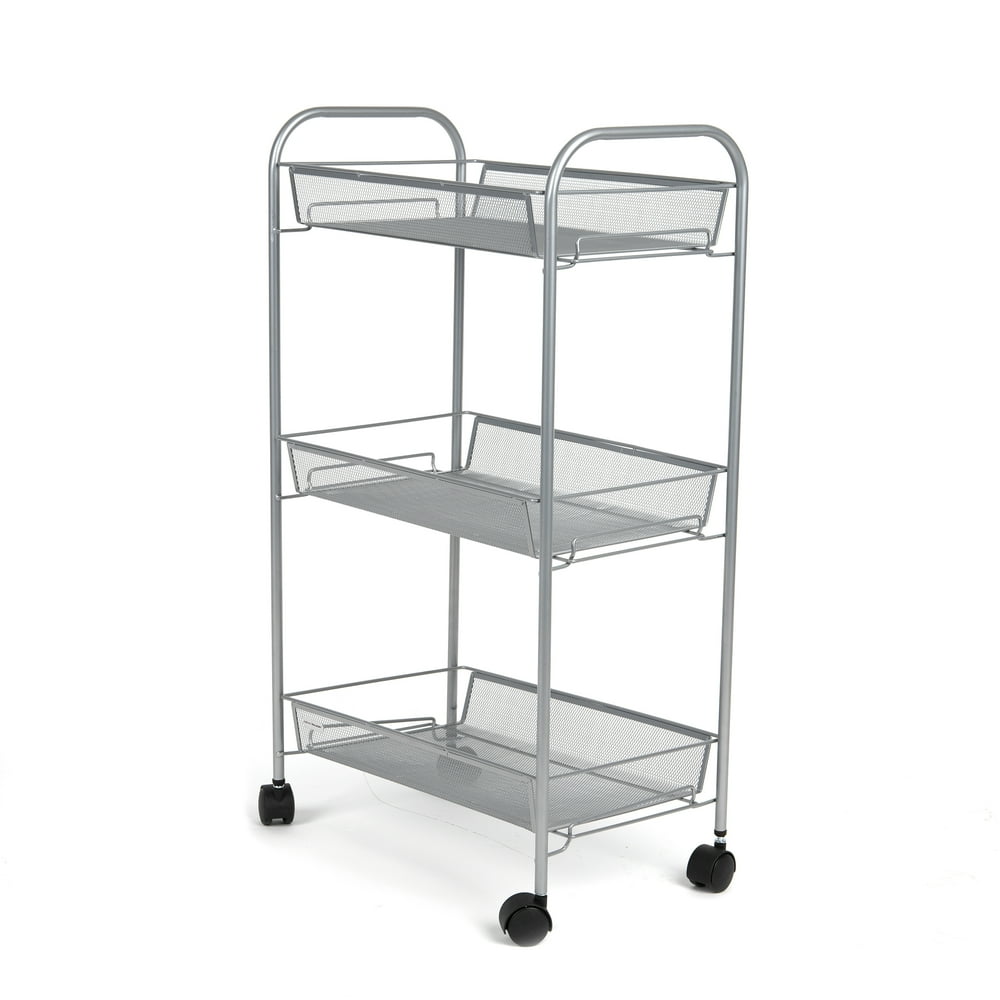 Mind Reader 3Tier Mesh Wire Rolling Office Utility Storage and