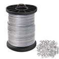 thumbnail image 1 of Alambre Para Colgar Cuadros Recubierto De Vinilo De 1,5 Mm Hasta 150 Libras 100 Pies (30,5 M) Carrete De Alambre Para Cuadros De Acero Inoxidable Con 40 Fundas De Aluminio Para Engarzar Alambre Pesado, 1 of 5