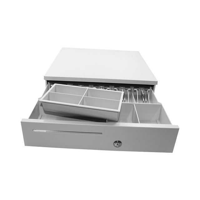 POS Cash Register Drawers Cashbox Five-Grid Three-Gear RJ11 Interface Cash Drawer with Money Tray and Lock Movable Coin Tray Smart POS System