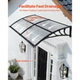 thumbnail image 2 of 38x78 Polycarbonate Door Awning, Drainage, ABS Bracket, Clear, 2 of 12