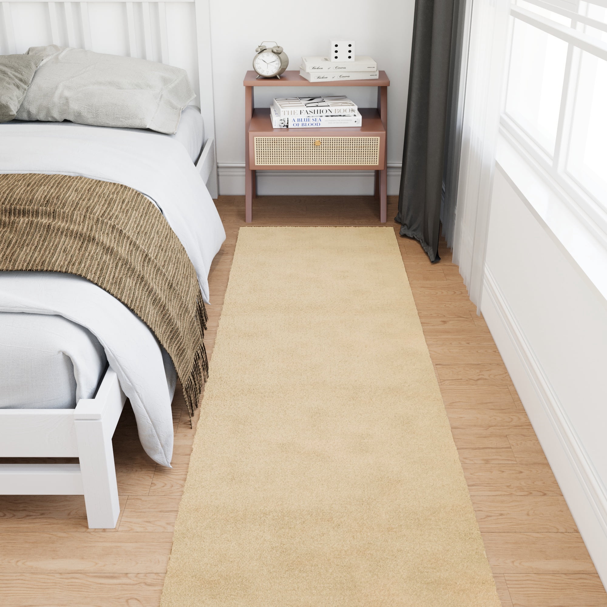 Ottomanson Aisle Runner Rug 1'11.6" x 17' – Non-Slip Plush Extra Long Indoor Runner, Beige