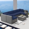 thumbnail image 2 of SUNCROWN Outdoor Patio Furniture Set 7 Piece Outdoor Sectional Sofa Grey Wicker Conversation Sofa Set with Coffee Table and Cushions (Dark Blue), 2 of 9