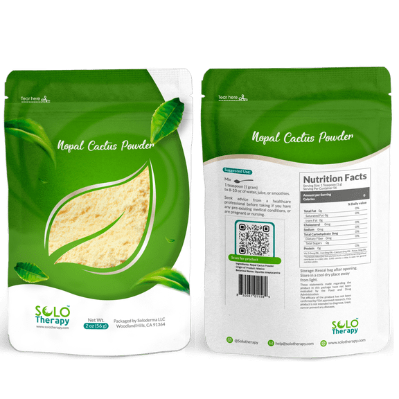 Nopal Cactus Powder 2 oz – Dried Opuntia streptacantha – Fine Green Culinary Ingredient – Resealable Pouch