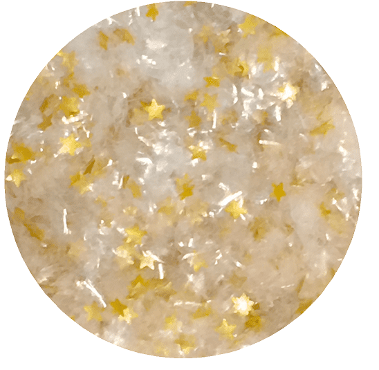 Sprinkle Deco® Clear Glitter Flakes with Gold Stars Metallic Edible