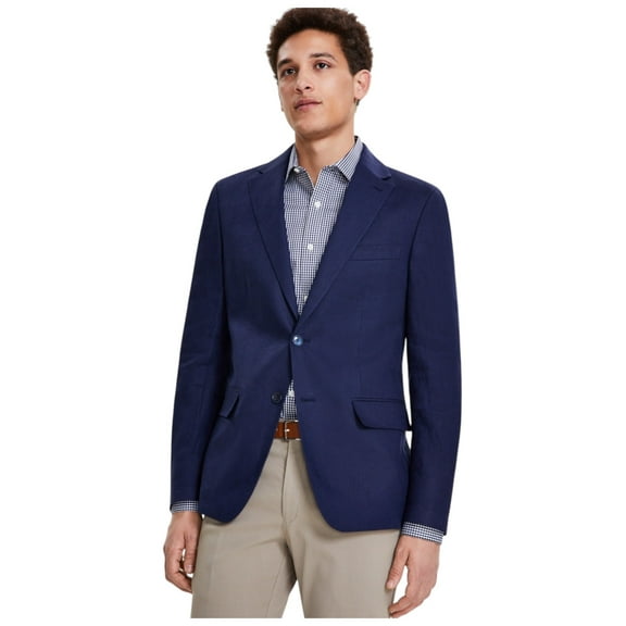 Tommy Hilfiger Mens Modern fit Suit Jacket Blazer 36 R Navy Blue Solid Linen