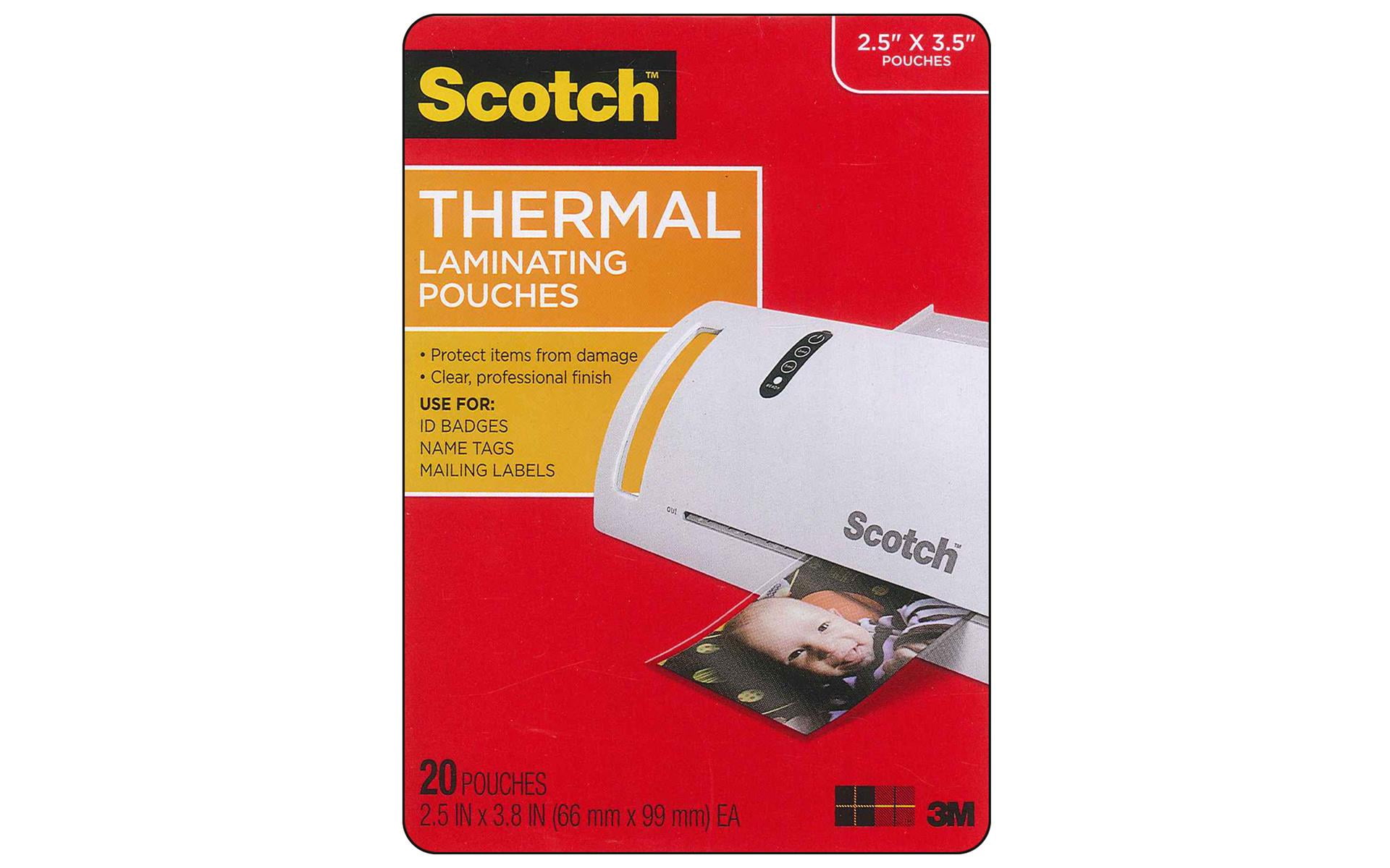 Scotch Thermal Laminator Pouches 3 Mil 20//pkg-4/"x6/"