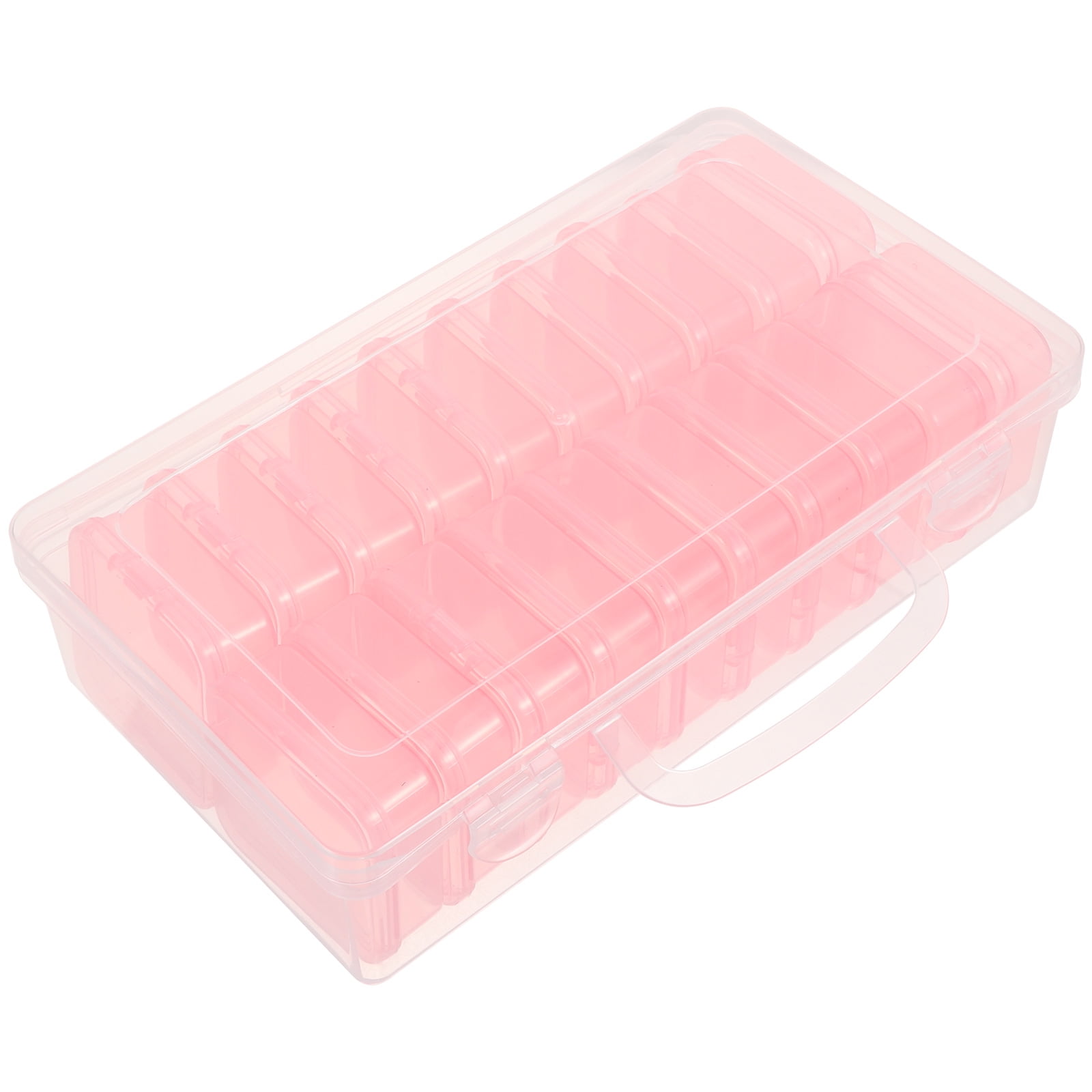 STRANDCHIC Pink Plastic Craft Organizer Portable Multi Compartment Storage Box for Sewing Room Supplies