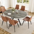thumbnail image 1 of Extendable Round Dining Table Set for 6 People, 43.3"-59.1" Extendable Kitchen Table with 6 Upholstered Chairs, Space Saving for Kitchen Dining Room (Grey Table+6 Brown Chairs), 1 of 13