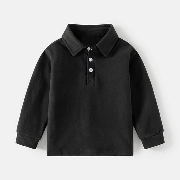 TOOYOU Boys Polo Shirt Toddler Kids Baby Long Sleeve Solid Shirt Tops Fall Kids Clothes Size 18-24 Months Black