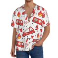 thumbnail image 3 of Honeii 's Fire Truck for men's short-sleeved button-up collared shirt featuring a pocket, perfect for beach vacations, and travel adventures., 3 of 5