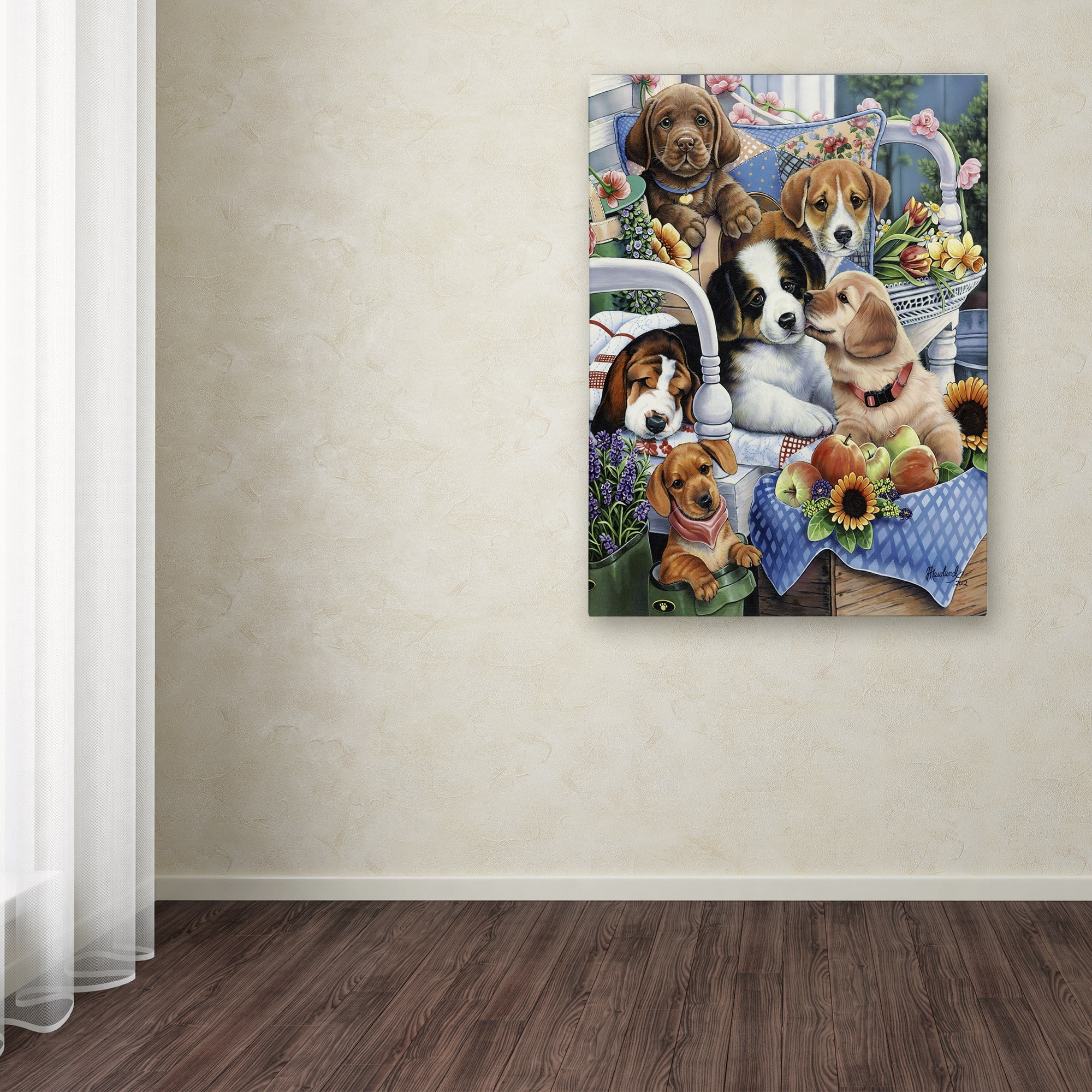 Trademark Fine Art 'Country Pups' Canvas Art by Jenny Newland