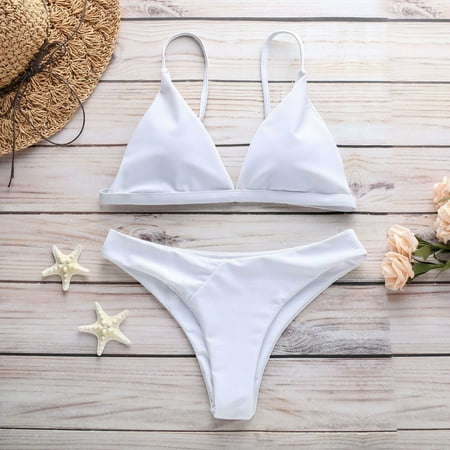 Bestselling  Women Bikini Push-Up Pad  Full Coverage Swimwear  Beachwear Set  Seamless Design  For Swimmers  Supportive Bra  Quick Dry  Fashionable  One Size  Comfortable  Bathing Suit | White S