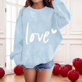 thumbnail image 4 of WTXUE Heart Sweatshirt Love Heart Printed Sweatshirts Graphic Loose Sweatshirts Lightweight Sweatshirt Comfortable Sweatshirts Long Sleeve Sweatshirt Light Blue S, 4 of 9