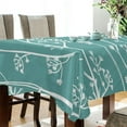 thumbnail image 3 of Turquoise Leaf Brunch Rectangle Tablecloth, Dust Proof Anti Wrinkle Wipeable Table Cloth Tabletop foration of Dinner Kitchen Wedding Holiday Party 54"x54" Decor Gift, 3 of 7