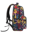 thumbnail image 3 of Zufioo Rock Music Print Casual Student Backpack, Adjustable Shoulder Straps Multi-Function Multi-Pocket Sports Bag Travel Backpack, Unisex-One Size, 3 of 5
