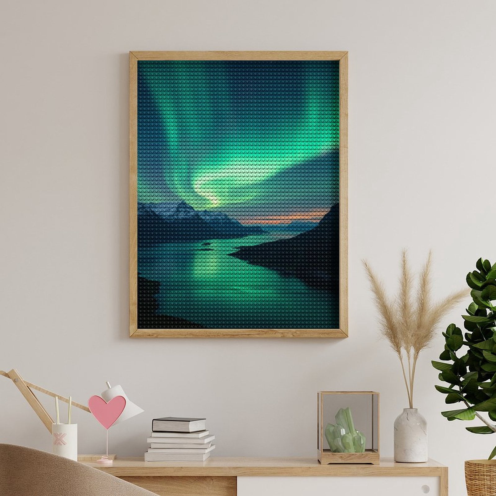 Diamond Art Kits for Adults, Northern Lights Over Mountain Lake 5D Diamond Painting Kits for Adults Beginners, DIY Full Drill Diamond Painting, Gem Art and Crafts 12x16