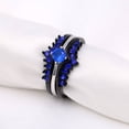 thumbnail image 5 of GY 3pcs Black Gold Plated Blue 1CT CZ Women Wedding Ring Sets for Woman Engagement Ring, 5 of 6