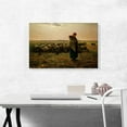 thumbnail image 2 of ARTCANVAS Shepherdess with Her Flock 1864 Canvas Art Print by Jean-Francois Millet - Size: 26" x 18" (0.75" Deep), 2 of 9