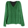 thumbnail image 4 of XDZJLR Womens Sparkly Sequin Tops Casual Loose Long Sleeve V Neck Elegant Glitter Shirts Blouses For Dressy Party Concert Disco S-Xxxxxl Green, 4 of 5