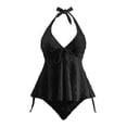 thumbnail image 4 of BOOMNY Womens Tankini Sets 2 Peice Lace Swimsuit For Women Solid Color Swimwear Tummy Control High Waist Cozy Soft Bathing Suits, 4 of 4