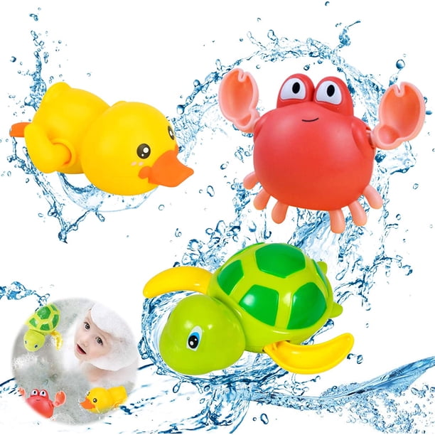 Juego de 3 juguetes de baño de tortuga para bebé, juego de baño de animales, juguete de piscina de tortuga para bebé, juegos de baño de animales para niños