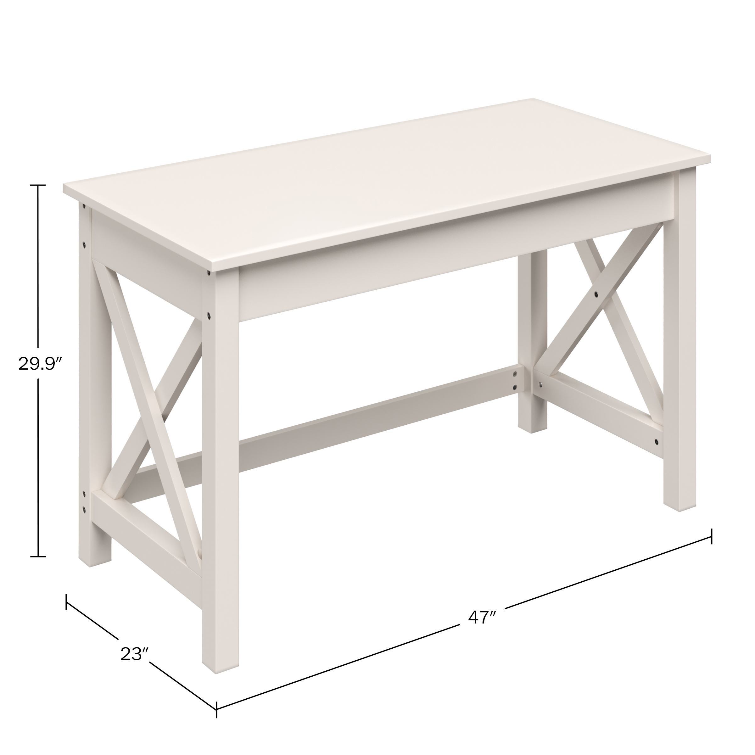 Lavish Home 47 in. Writing Desk - Work Desk with X-Pattern Legs for Office, Bedroom, Computer, or Craft Table, White