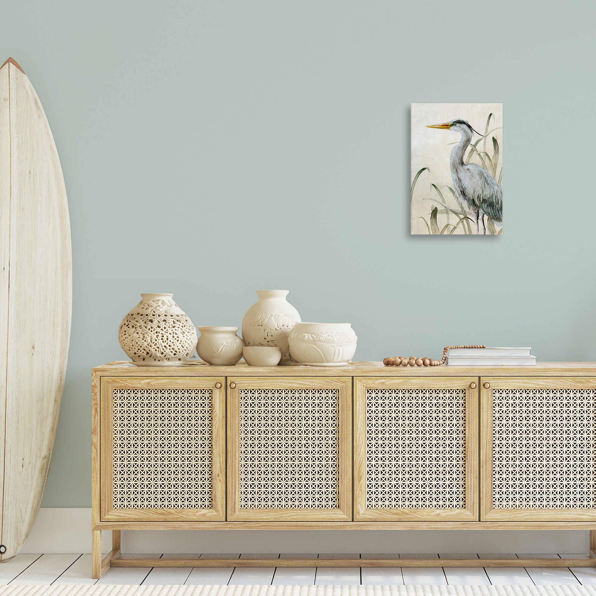 Stupell Industries Heron with Traditional Grasses Animals Painting Wrapped Canvas Art Print Wall Art, 16 x 24