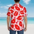 thumbnail image 4 of Sikiie Lips Kiss Print Men's Hawaiian Shirt, Summer Beach Button Pocket Short Sleeve T-Shirt,X-Large, 4 of 7